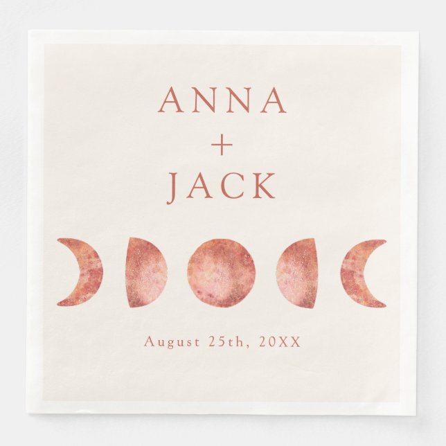 Terracotta Moon Phase Hochzeitsessen Napkins Serviette (Vorderseite)