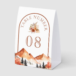 Terracotta Mountain Arch Wedding Table Number Tischaufsteller