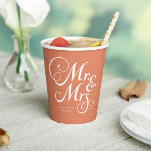 Terracotta Mr. & Mrs. personalisiert rustikale Hoc Pappbecher