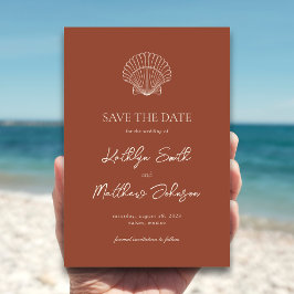Terracotta Muschel Beach Ocean Hochzeit in Urlaubs Save The Date