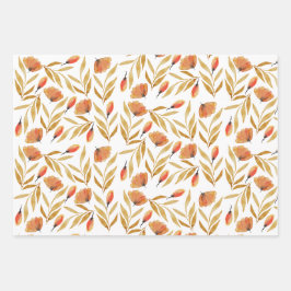 Terracotta Mustard Yellow Floral Geschenkpapier Set
