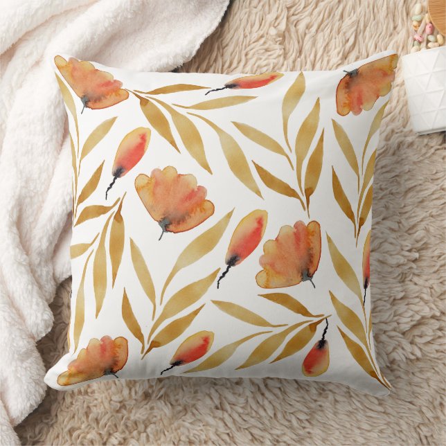 Terracotta Mustard Yellow Floral Kissen (Decke)