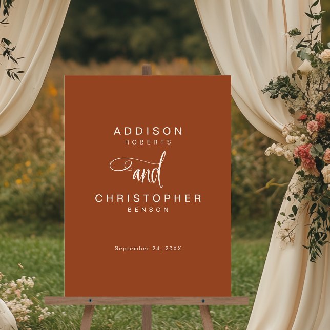 Terracotta Names Moderne Minimalistische Hochzeit  Acrylschild (Von Creator hochgeladen)