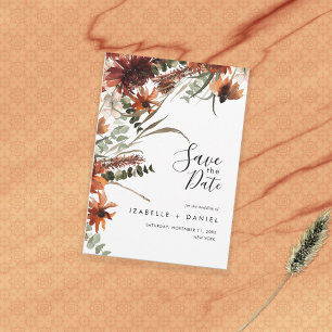 Terracotta Natural Rustic Wedding Save the Date Einladung