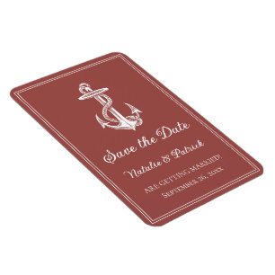 Terracotta Nautical Anchor Sichern Sie das Date Ma Magnet