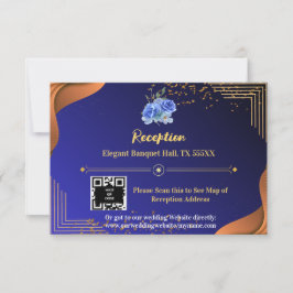 Terracotta Navy Blue Elegante Empfang RSVP Karte