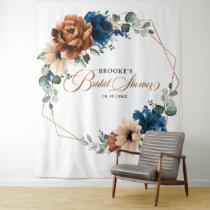 Terracotta Navy Blue Greenerity Foto Stand Hinterg Wandteppich