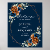 Terracotta Navy Blue Greenerity Wedding Welcome Po