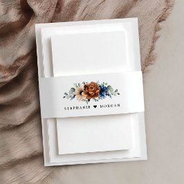 Terracotta Navy Blue Greenery Geometric Wedding Einladungsbanderole