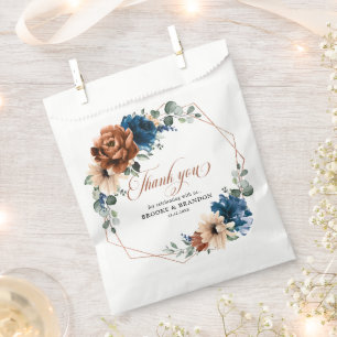 Terracotta Navy Blue Greenery Geometric Wedding Geschenktütchen