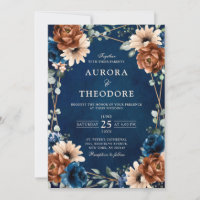 Terracotta Navy Blue Greenery Geometric Wedding in