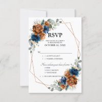 Terracotta Navy Blue Greenery Geometric Wedding