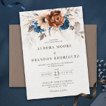 Terracotta Navy Blue Pampas Grass Botanical Weddin Einladung<br><div class="desc">Elegant Navy Blau,  Terracotta ,  Orange erthy floral Thema Hochzeit Einladung mit elegantem Bouquet von Navy Blau,  Terracotta Rose Peonies und eucalyptus Blätter. Bitte kontaktieren Sie mich für Hilfe bei der Anpassung oder wenn Sie ein anderes Produkt mit diesem Design benötigen.</div>