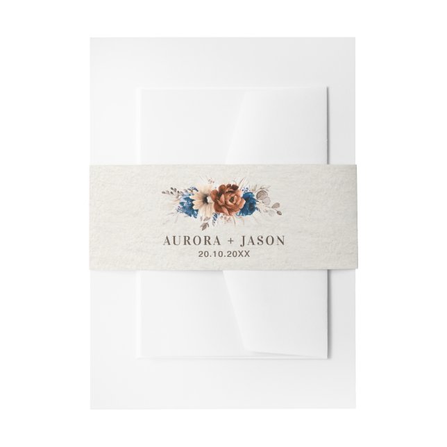 Terracotta Navy Blue Pampas Grass Rustikale Hochze Einladungsbanderole (Vorderseite Beispiel)