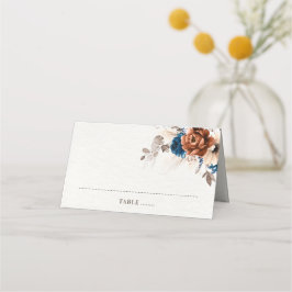 Terracotta Navy Blue Pampas Grass Rustikale Hochze Platzkarte