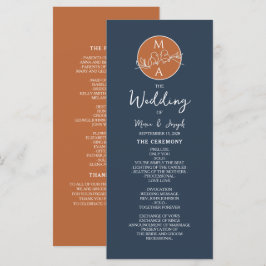 Terracotta Navy Blue Wedding Program Programm