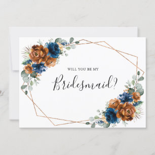 Terracotta Navy Blue wird meine Bridesmaid Einladung