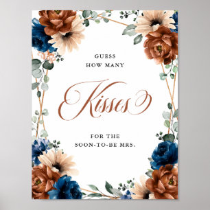 Terracotta Navy Brautparty Wie viele Kisses signie Poster