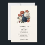 Terracotta Navy Floral all in one Wedding Invite Einladung<br><div class="desc">Announce your union with this exquisite Terracotta Navy Floral Wedding Invite, a beautiful blend of rustic charm and classic sophistication. The striking arrangement of terracotta, navy blue, and ivory flowers creates a captivating focal point, exuding warmth and romance. Expertly designed to impress, this invitation suite provides ample space for all...</div>
