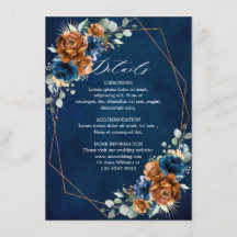 Terracotta Navy Geometric Wedding Details Enc