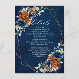 Terracotta Navy Geometric Wedding Details Enc Begleitkarte