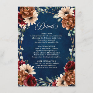 Terracotta Navy Greenery Burgundy Wedding Details Begleitkarte