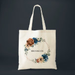 Terracotta Navy Greenery Geometric Bridesmaid Gesc Tragetasche<br><div class="desc">Elegant Navy Blau,  Terracotta ,  Orange erthy Blumenthema Hochzeitshauptbeutel Tote-Tasche mit elegantem Bouquet von Navy Blau,  Terracotta Rose Pfannkuchen und grünen Eukalyptus-Blätter. Bitte kontaktieren Sie mich für Hilfe bei der Anpassung oder wenn Sie ein anderes Produkt mit diesem Design benötigen.</div>