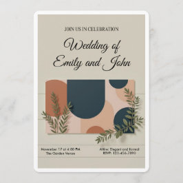 Terracotta Navy Greenery Wedding Invitation Einladung