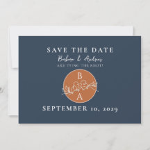 Terracotta Navy Monogram Wedding
