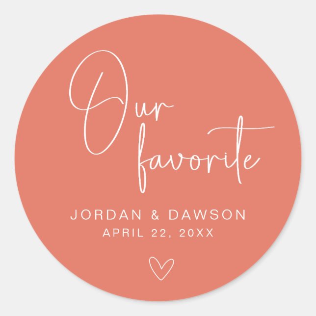 Terracotta Notre Sticker De Mariage Favori Favor (Devant)