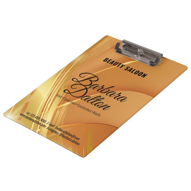 Terracotta Ocher Beige Gold Klemmbrett (Schrägansicht)