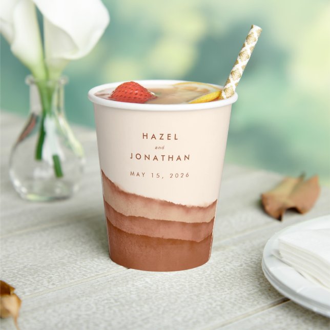Terracotta Ombre | Minimalistisch Boho Wedding Pappbecher (In Situ)