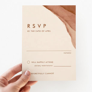Terracotta Ombre Minimalistisch Boho Wedding RSVP Karte