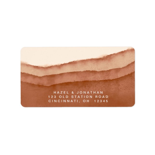 Terracotta Ombre | Soft Watercolor Label Adressaufkleber (Vorne)