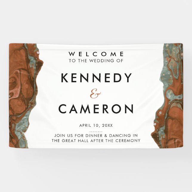 Terracotta Orange & Aquamarines Minimalistisches M Banner (Horizontal)