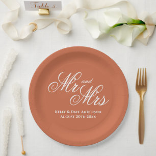 Terracotta orange Hochzeitsplatte Pappteller