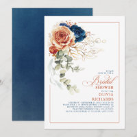 Terracotta Orange Navy Blue Fall Brautparty