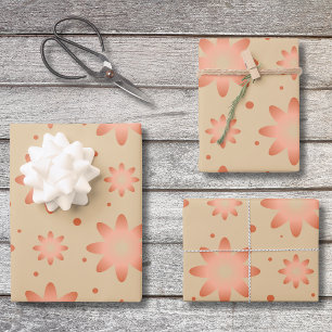 Terracotta-Orange und Sand-Beige delikate Tageszei Geschenkpapier Set