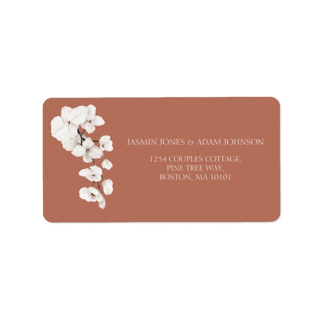 Terracotta Orchid Wedding Address Adressaufkleber (Vorne)