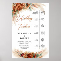 Terracotta pampas burgundy Blume Hochzeit Timeline