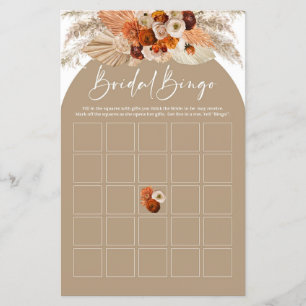 Terracotta pampas grass boho Brautparty bingo