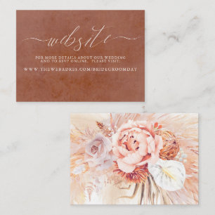 Terracotta Pampas Grass Floral Wedding Website Visitenkarte