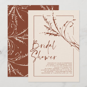 Terracotta Pampas Grass Modern Boho Brautparty Einladung