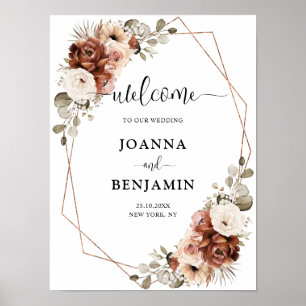 Terracotta Pampas Grass Rustic Geometrie Willkomme Poster