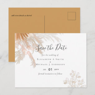 Terracotta Pampas Tropische Hochzeit Postkarte