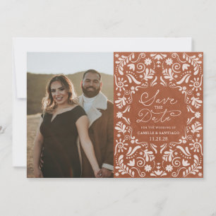 Terracotta Papel Picado Foto Save the Date