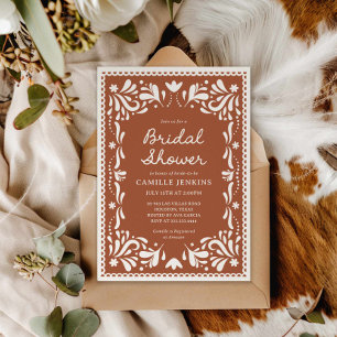 Terracotta Papel Picado Invitation de douche nupti