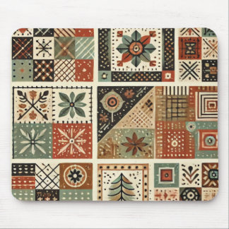 Terracotta Patchwork Quilt Rustikale Blumentheke Mousepad