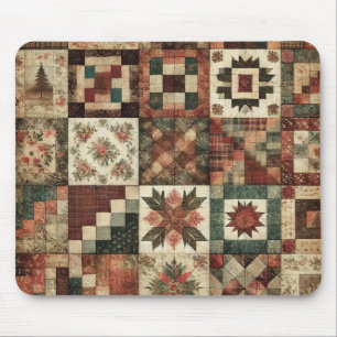Terracotta Patchwork Quilt Rustikale Blumentheke Mousepad
