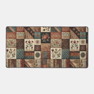 Terracotta Patchwork Quilt Rustikale Blumentheke Schreibtischunterlage